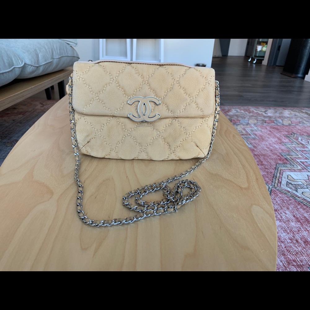 Tan bull skin Chanel cross body
